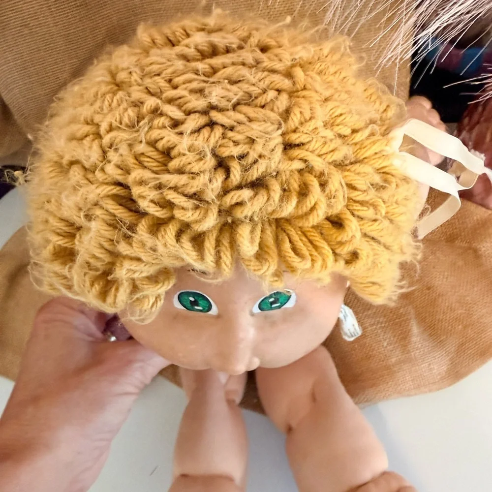 Vintage coleco 1978/82 Cabbage Patch Girl Doll Blonde Hair Green Eyes 16” GUC